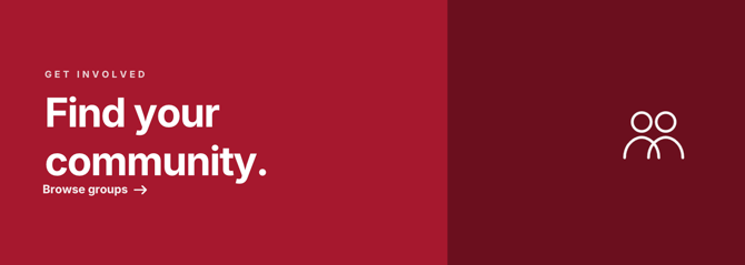 Half-Width Button example in Crimson reading: "Find your community."
